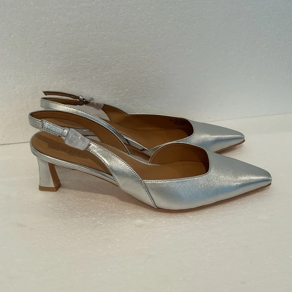 New Naturalizer DALARY SLINGBACK PUMP in Silver Leather, sz 12M - Picture 6 of 8